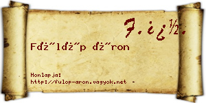 Fülöp Áron névjegykártya